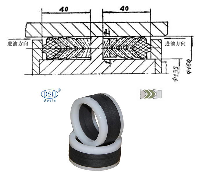 V型组合密封圈的截面图及密封件油封产品图
